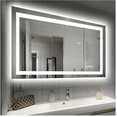 Horizontal/Vertical LED Vanity Mirror, Tempered Glass