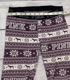 Victoria Secret Pink Pajama Pants Womens XS ONLY SLEEP IN Dog Snowflakes