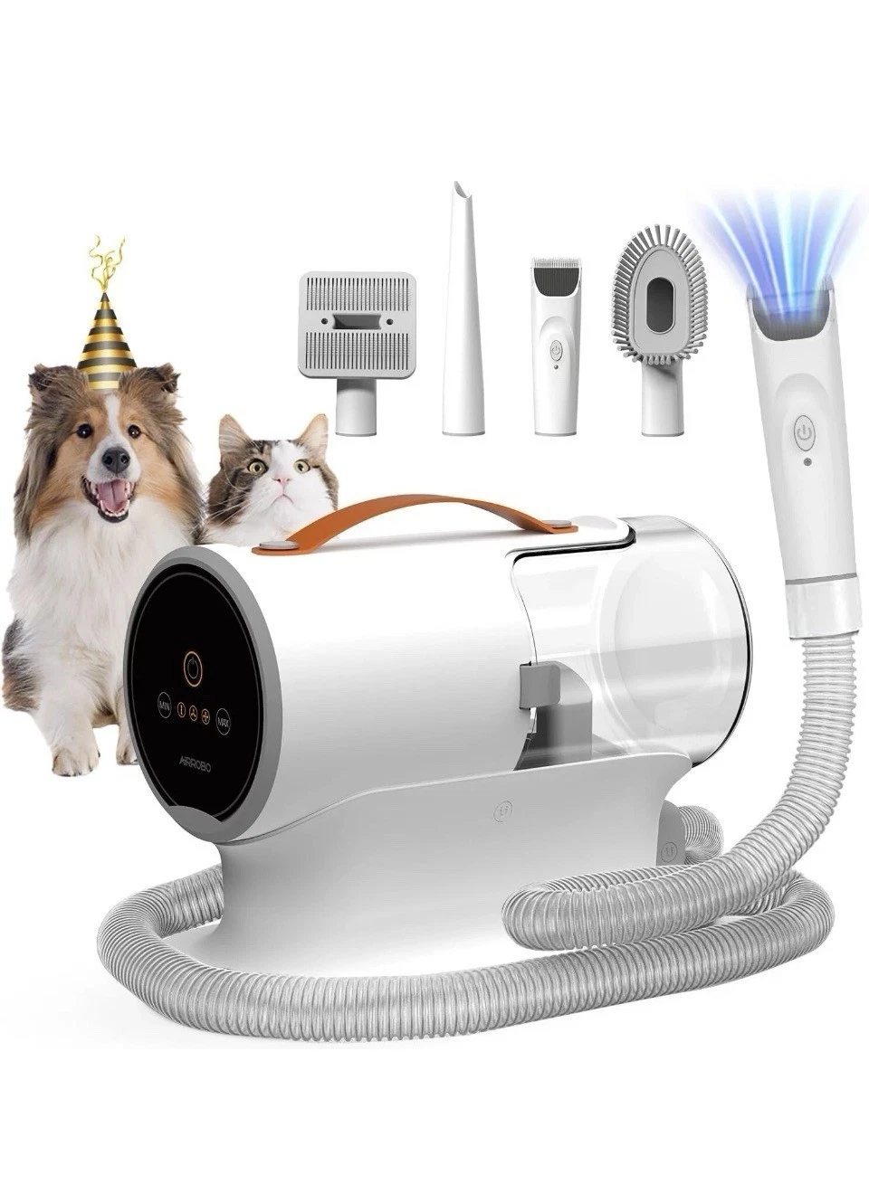 AIRROBO PG100 Pet Grooming Vacuum with 5 Grooming Tools, 12000Pa Suction Power