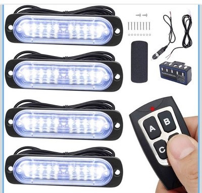 LED Strobe Light with Remote Control, Waterproof Led Warning Lights Bright White