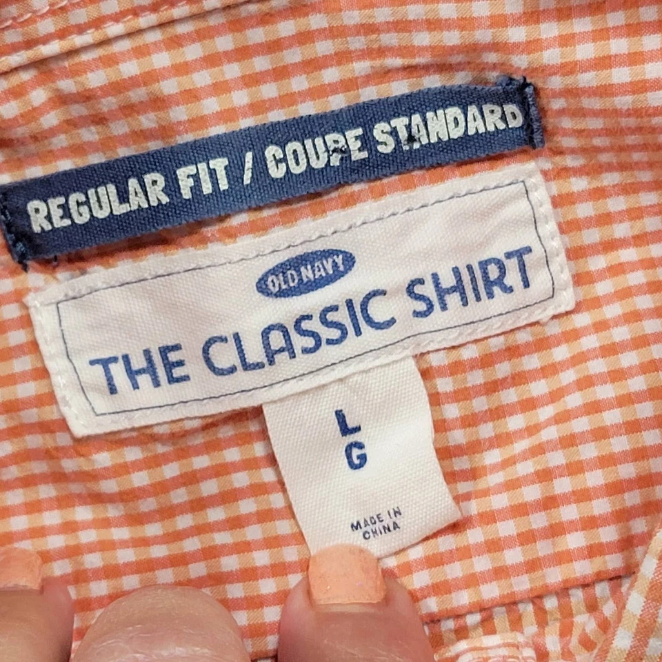 Camisa a Cuadros Antigua Azul Marino Naranja Clásica Mangas Largas Con Botones Calce Regular Para Hombre L Foto 4 de 4