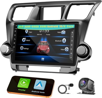 B4U 9'' QLED Car Stereo Toyota Highlander 2008-2013 Wireless CarPlay Android Auto
