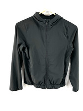 AVIA Youth Black Zip-Up Lightweight Jacket with Hood Size L 10-12 Preowned