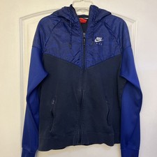 Nike Air Hybrid Fleece Windrunner Jacket Hoodie Blue Sz Large Red Tag