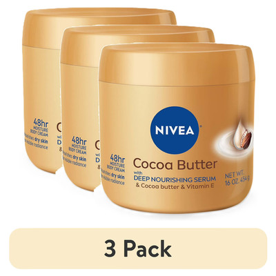 NIVEA Cocoa Butter Body Cream with Deep Nourishing Serum for Dry Skin 16 oz -3pk