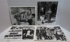 4 Three Stooges movie stills, 8 X 10, I'll Never Heil Again, Dizzy Detectives