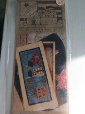 Buttermilk Basin Saltbox Row Punch Needle Pattern 3.25x 8.25" American Folk Art 