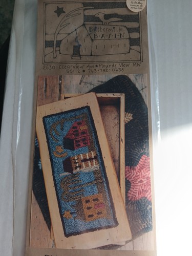 Buttermilk Basin Saltbox Row Punch Needle Pattern 3.25x 8.25" American Folk Art 