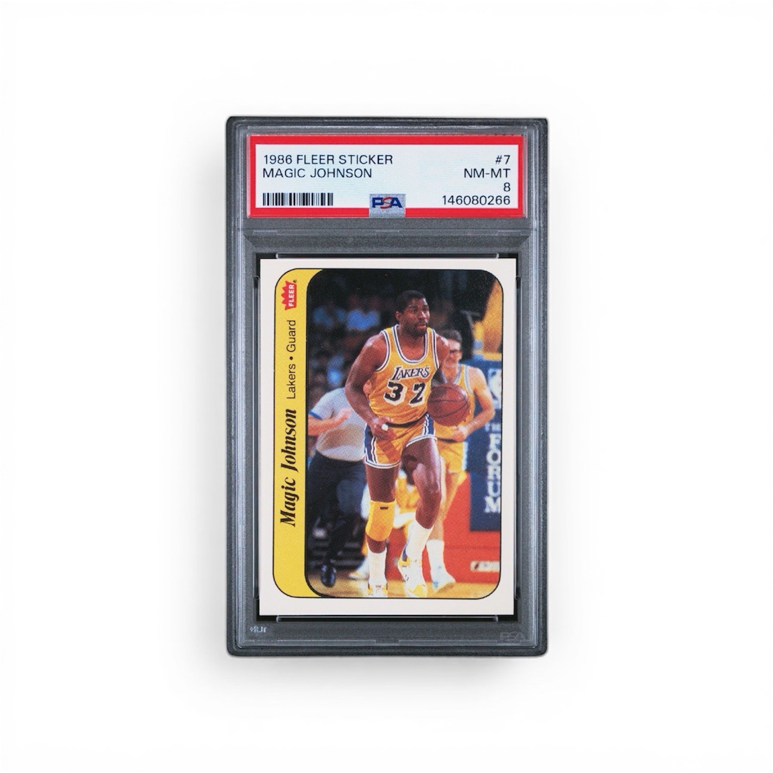 1986-87 Fleer Stickers Magic Johnson #7 PSA 8