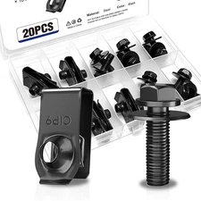20 Pack M6-1.0 Body Bolts and Extruded U-Nuts, Black Steel Car Clips Fastener...