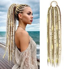 24 Inch Braided Hair Extensions Ponytail with Hair Tie Handmade Box Braids Pony