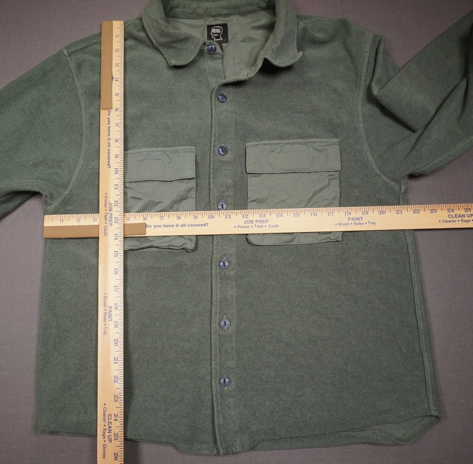 Brain Dead Jacket Mens Large Green Military Button Front Shacket Streetwear LA - product detail image 7