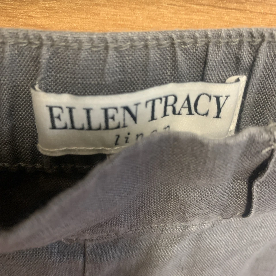 Pantalones Cortos Ellen Tracy Mujer Talla L Jersey Suelto Gris 100% Lino Foto 2 de 4