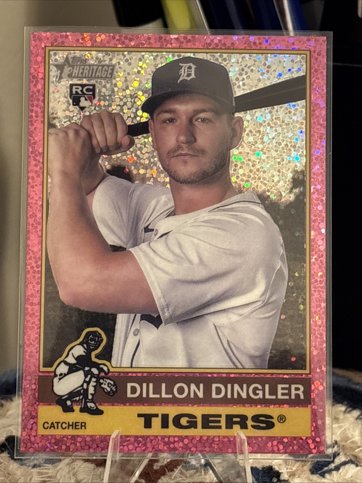 2025 Topps Heritage #130 Dillon Dingler Chrome Pink Sparkle Refractor