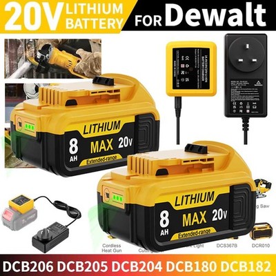  1/2/3/4PACK For DeWalt 20Volt Max XR 8.0AH Li-Ion Battery/Charger DCB204 DCB200