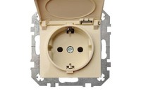 Liregus Epsilon Steckdose IP44 Unterputz 1-Fach Beige 16A 250V Schutzklappe