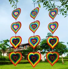 Wind Spinners Outdoor Garden Decor,Colorful Heart Metal Hanging Ornaments for...