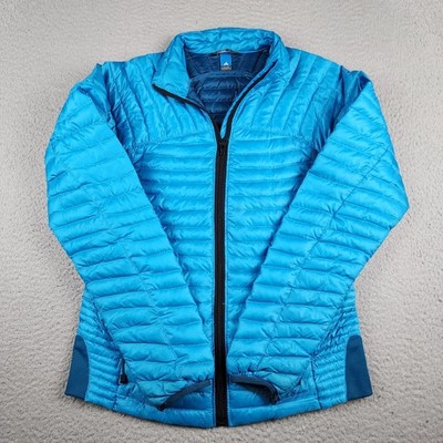 Eddie Bower Jacket Womens Small Blue First Ascent Down Puffer Full Zip Outdoor
