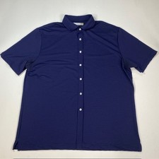 Hart Schaffner Marx Mens XL Navy Blue Textured Luxury Performance Button Down