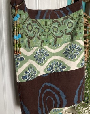 Old Navy Hobo Bag Vintage Green Brown Gypsy Boho Shoulder Bag Purse Y2K