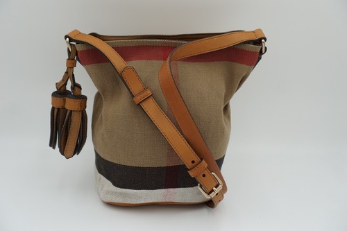 Burberry Susanna Hobo Tote Shoulder Bag Check Canvas Medium