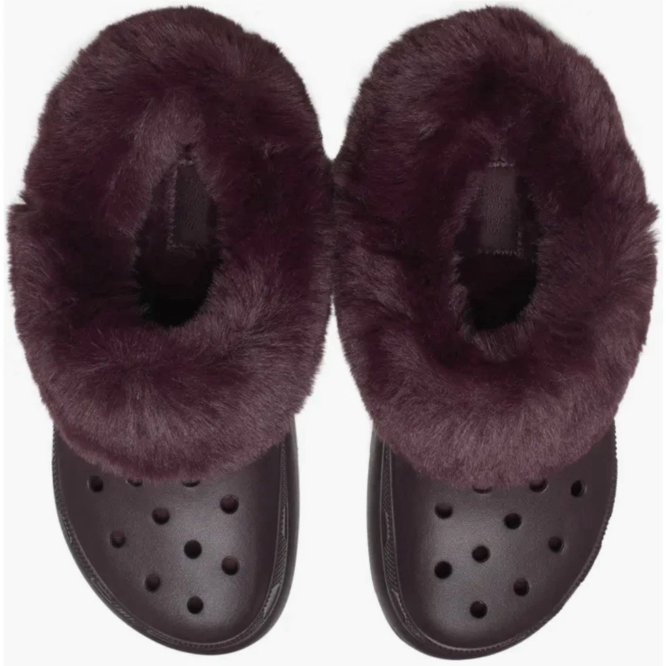 Zuecos Crocs Furever Crush Forrados Plataforma Cereza Oscura 208446-6WD Mujer Talla 7 Foto 4 de 4