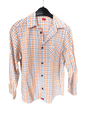 Blau-weiß-orange kariertes Hemd für Jungen von s.Oliver in Gr. 1582