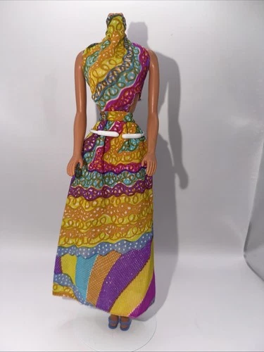 Vtg Barbie Mod 70s Doll Clothes BEST BUY Maxi DRESS Set Variant Fabric 1973 8680