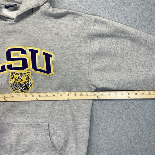 Y2K LSU Tigers Hoodie Herren L Large grau genäht Sweatshirt Pullover Vintage - Bild 6 von 9