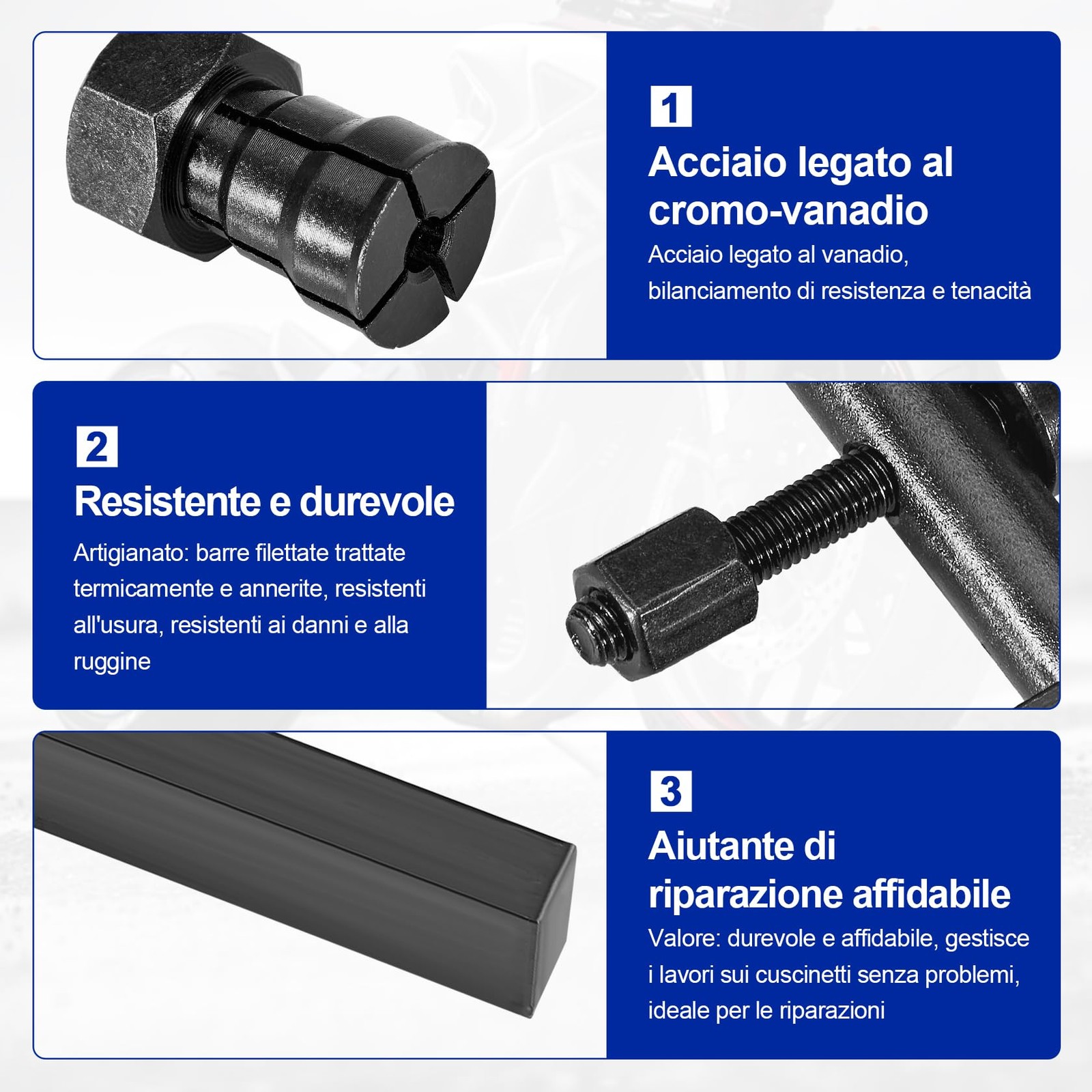 Set Estrattori Cuscinetti Interni Moto 10 Pezzi 8-25 Mm Attrezzo Meccanico - Miniatura 5