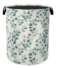 Sage Green Plant Large Clothes Hamper Bag - Laundry Basket with Handles, Spac...