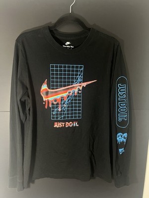 NIKE HEATWAVE DRIP LOGO BLACK LONG SLEEVE SHIRT SIZE MEDIUM JUST DO IT SZ M