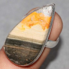 925 Silver Plated Bumble Bee Jasper Ring US 7.5 Premium Jewellery Trendy AU v230