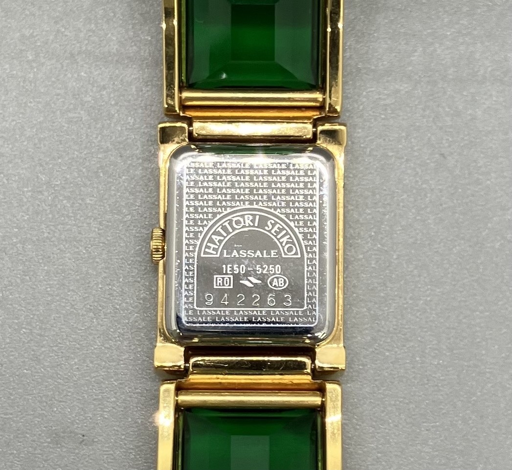 SEIKO LASSALE 1E50-5250 Green Quartz Bangle Watch for Women used