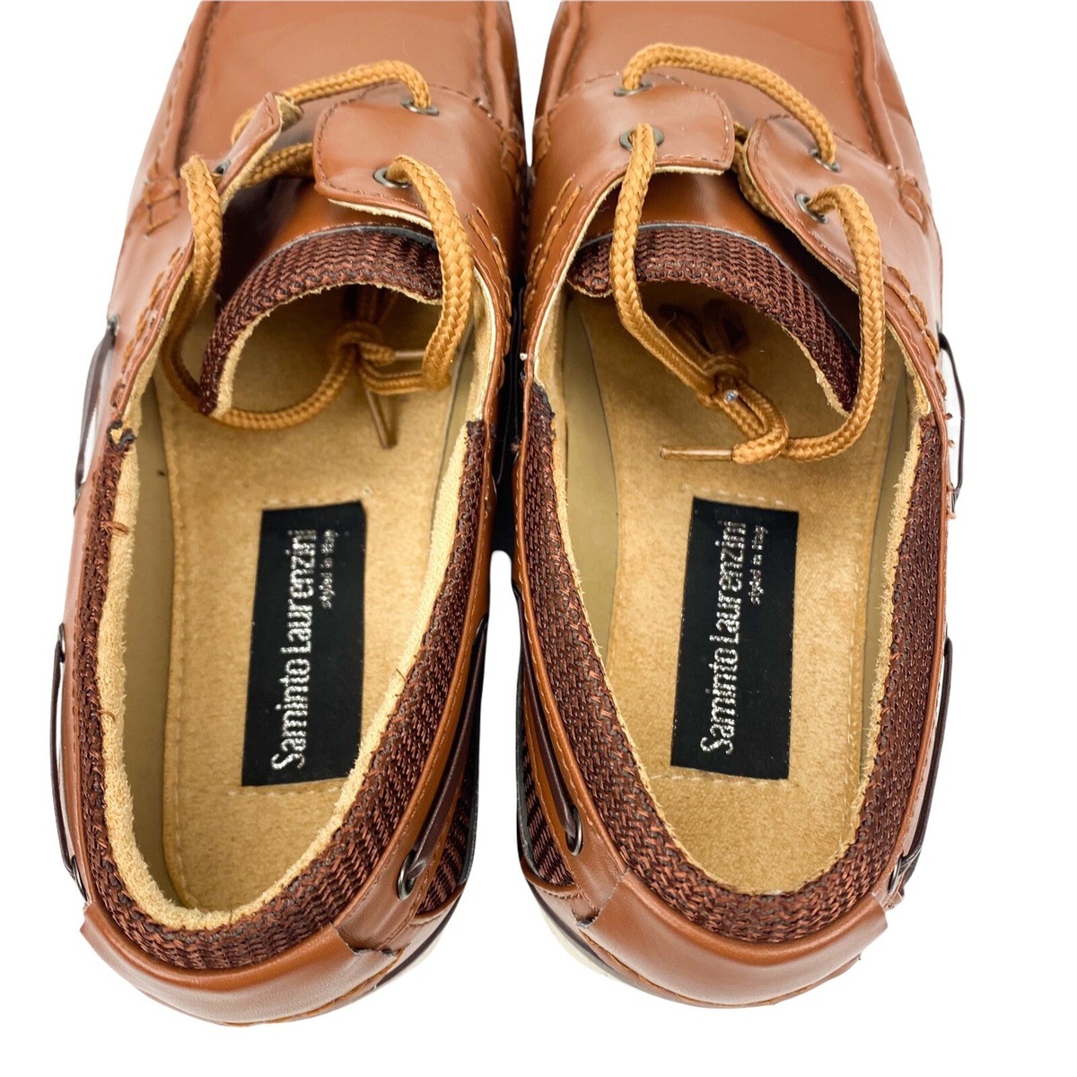 Saminto Laurenzini Brown Tan Boat Shoe Loafers Men