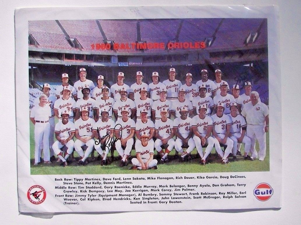 1980 Gulf Oil BALTIMORE ORIOLES Team Picture - SIGNED Frank