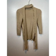 Newport News Womens Small Turtleneck Long Sleeve Tan Brown Ribbed Sparkly Scarf