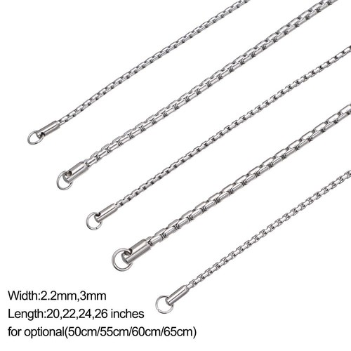 Hop Silver Color 2.2mm/3mm Stainless Steel Necklace Chain Necklace Statement - Picture 2 of 19