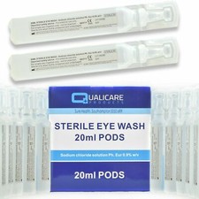 STERILE SALINE EYE WASH PODS First Aid Kit Refill Wound Irrigation Solution 20ml