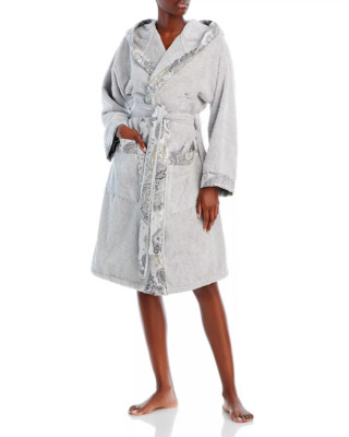 Etro Hooded Paisley Trim Bath Robe Size Large New