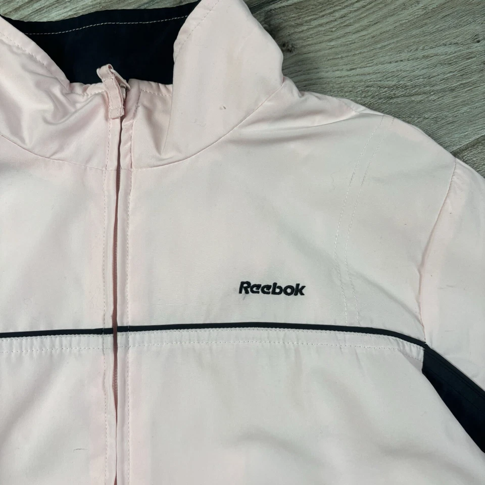 Chaqueta Reebok Mujer Pequeña De Colección Y2K Años 2000 Rosa Negra Pista Correr Cremallera Foto 3 de 4