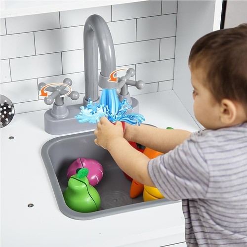Wooden Play Kitchen Set Kitchen Playset w/Cookware Accessories Chef Pretend Play - Picture 6 of 6