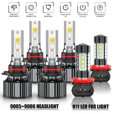 Combo 9005+9006+H11 LED Headlight Kit Fog light Bulbs High Low Beam 6500K White