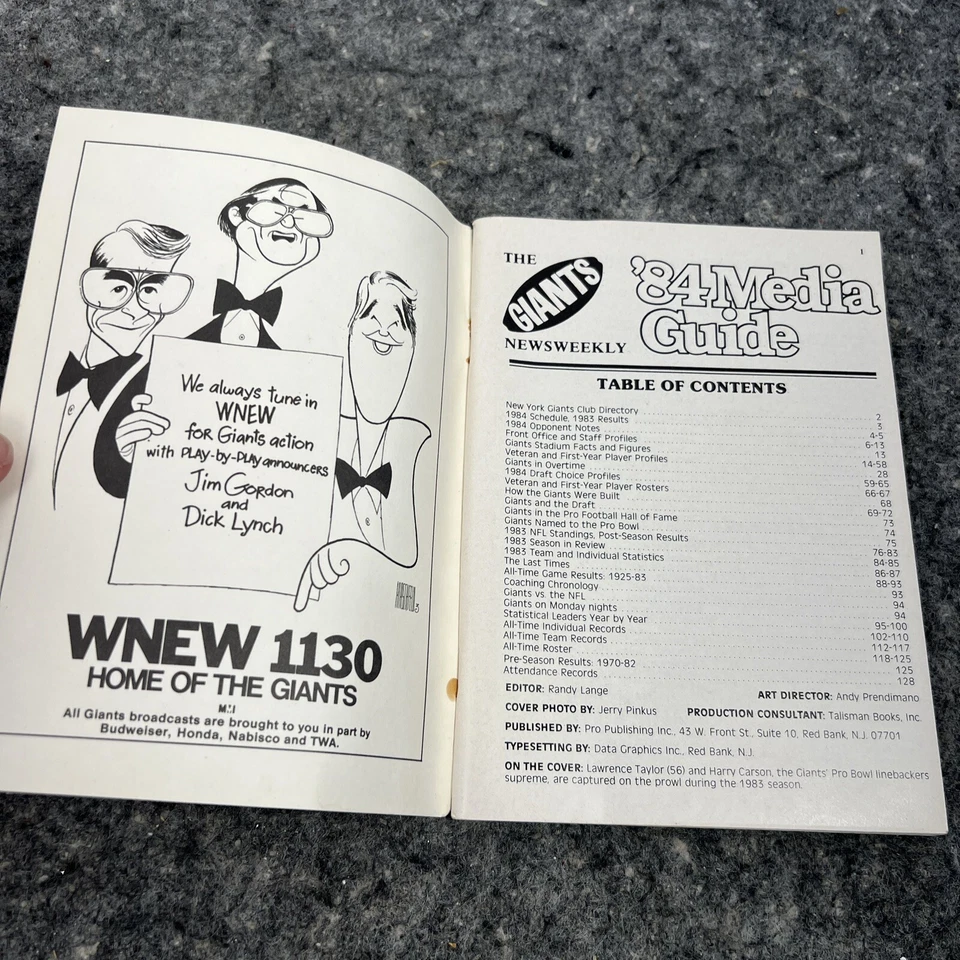 Guía de medios de los New York Giants 1984 Foto 3 de 4
