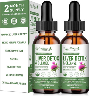 (2 Pack) Liver Health Liquid Drops -Support Liver Cleanse Detox & Repair with...