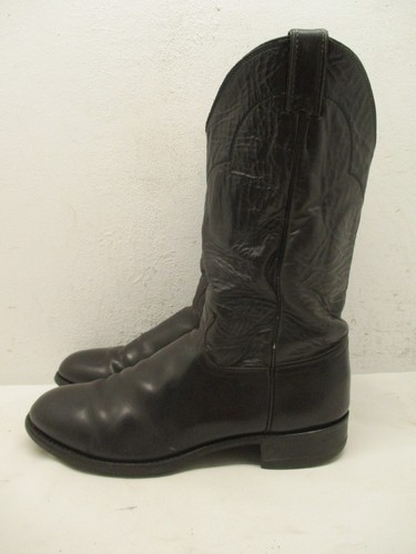 Justin Black Roper Style 3135 Cowboy Boots Mens Size 10.5 C Vibram Sole USA - Picture 6 of 15