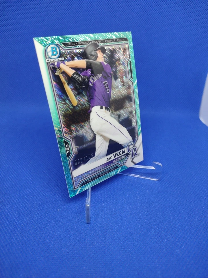 2021 Bowman Chrome Prospects Aqua Refractor /125 Zac Veen #BCP-3 - Image 2 of 4