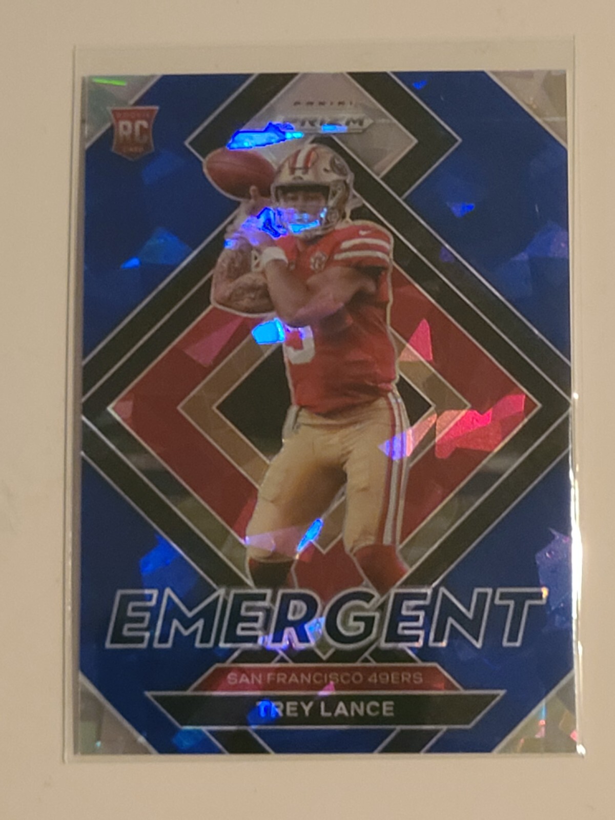 2021 Panini Prizm Trey Lance Rookie BLUE CRACKED ICE #E-3 /99 Emergent Insert!!!