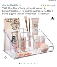 STORi Clear Plastic Vanity Makeup Organizer  6-Compartment Holder for Brushes,