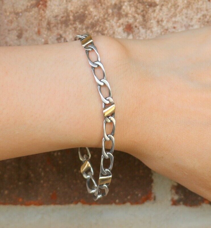 Vintage Tiffany & Co Sterling Silver 18k Yellow Gold Curb Vintage Tiffany & Co Sterling Silver 18k Yellow Gold Curb
